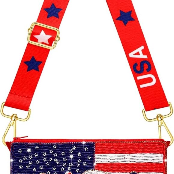 4th of July Purse for Women Sequin Beaded  Star Purse American Flag Crossbody Sh - Picture 1 of 9